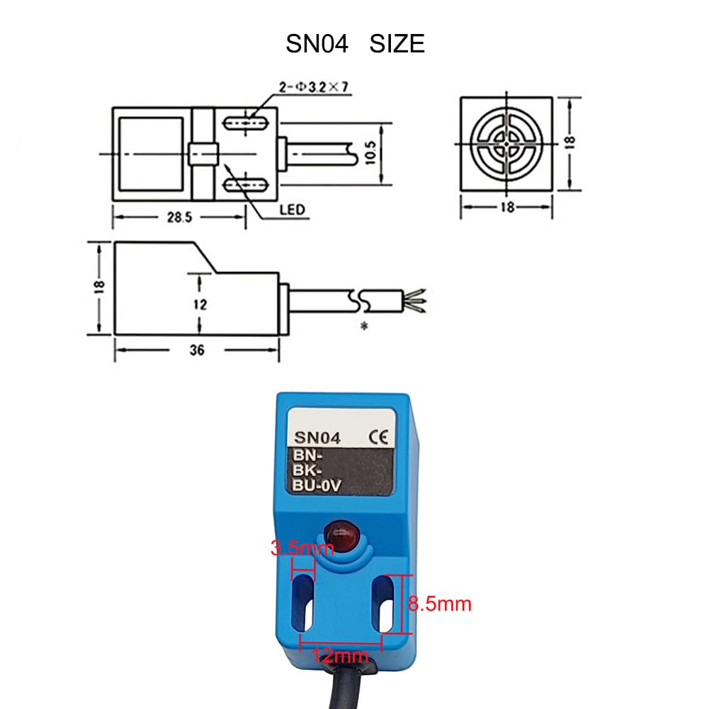SN04-N2 NPN NC Induktiver Näherungssensor, normalerweise geschlossene Erkennung, Annäherungsschalter mit SN-Halterung, Blau, 4 Stück