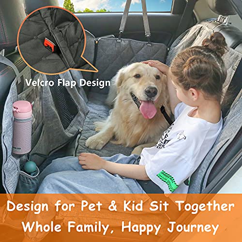 Hanjo Pets Back Seat Dog Cover - Car Hammock for Dogs with Waterproof Nonslip Luxury Material, Mesh Window & Multiple Pockets - Fit Car/SUV - Zippered Side Flap Greatly Protect - Image 5
