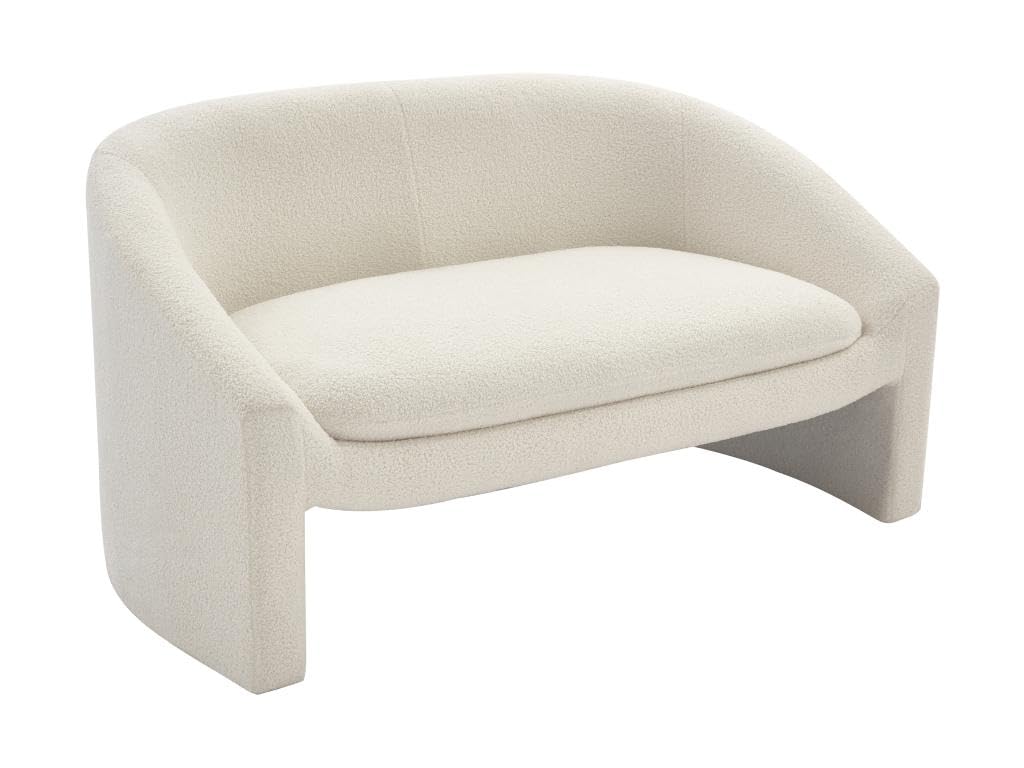 Vente-unique - Canapé 2 Places et Fauteuil en Tissu Bouclette Blanc OSSANA