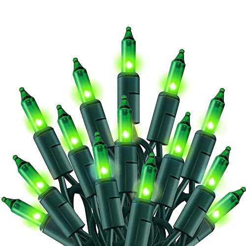 TW SHINE Green Christmas Lights 18.5FT 100 Count Incandescent Halloween Lights Waterproof St. Patricks Day Decorations for Outdoor Indoor Xmas Tree Patio Home Party Garden Yard Decor