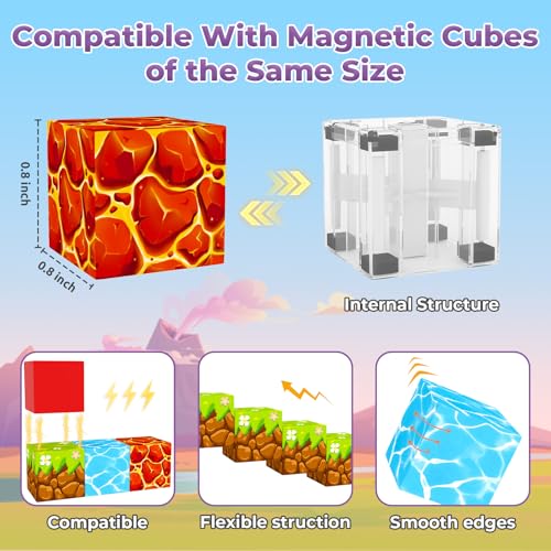 magnetic blocks magnetic tiles building blocks magnet cubes toddler kids toys sensory stem toys for 3-5 4-6 5-7 6-8 year old boys girls easter birthday gifts travel outdoor kids games 08in2cm