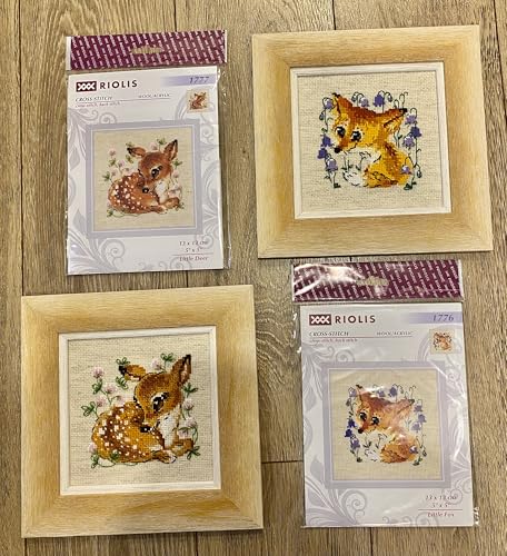 Image of RIOLIS - Little Deer 1777, Cross Stitch Kits 5 inchX5 inch, Cross Stitch Kits for Beginners & Advanced, Crossstitching Kits Adult, Counted Stitching Kits, Embroidery Kit