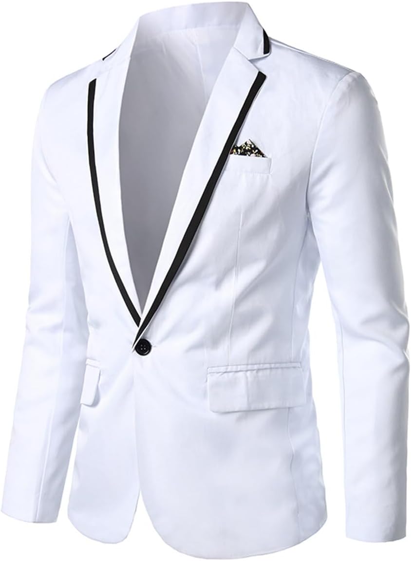 Cloudstyle Mens Casual Slim Fit Suit Jacket 1 Button Daily Blazer Business Sport Coat Tops