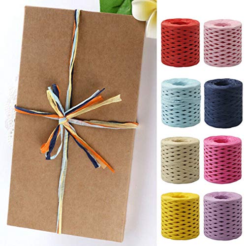 Suodao 200M Raffia Paper Craft Ribbon Packing Paper Twine,Package Wedding Diy Wrapping Natural Decoration String Rope Raffia Ribbon Cord(Green) #TOP3