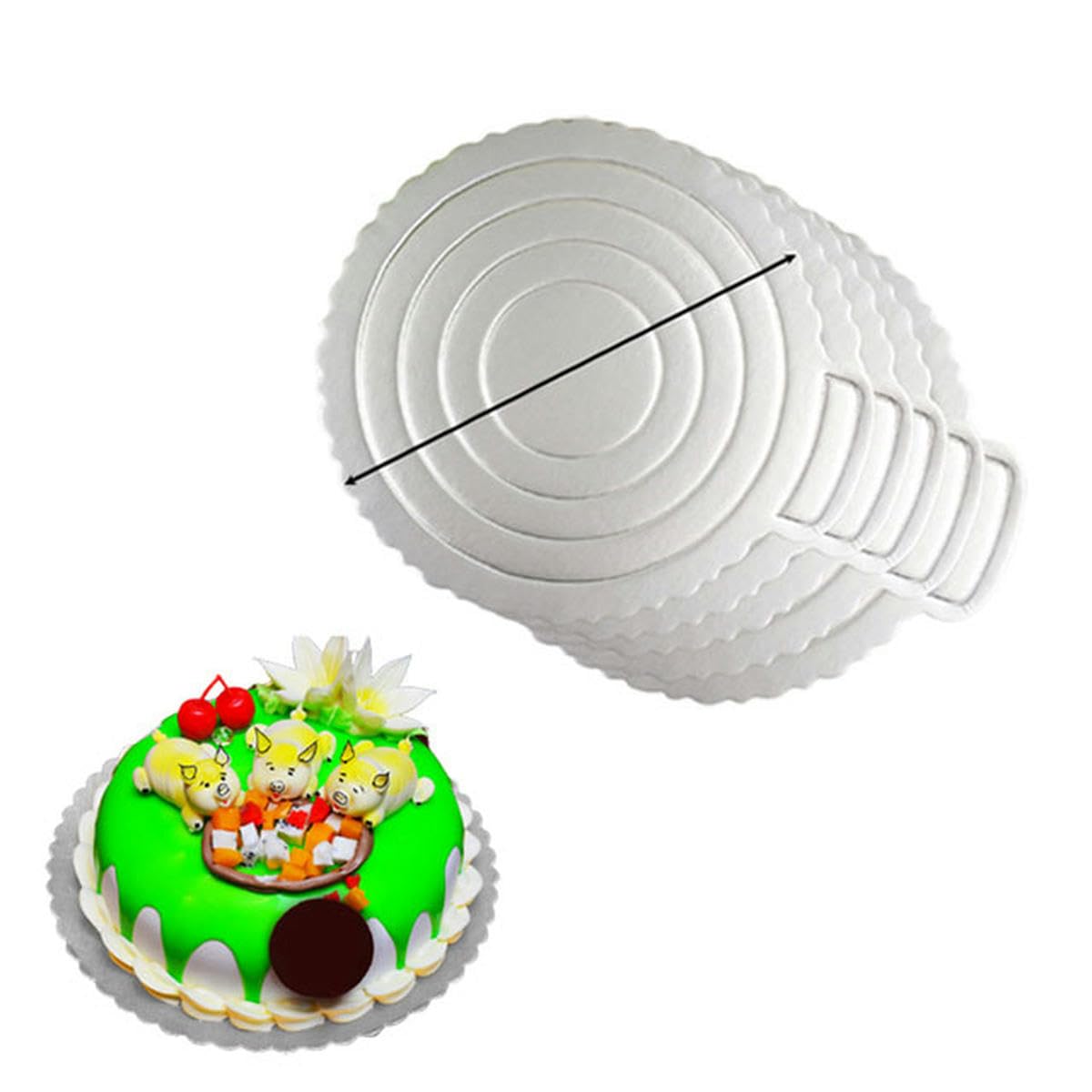 Plateau rond en carton doré 16-35 cm Plateau tournant pour gâteau mousse Cheesecake Platever pâtisseries Plateau - Argenté - 35 cm - 5 pièces