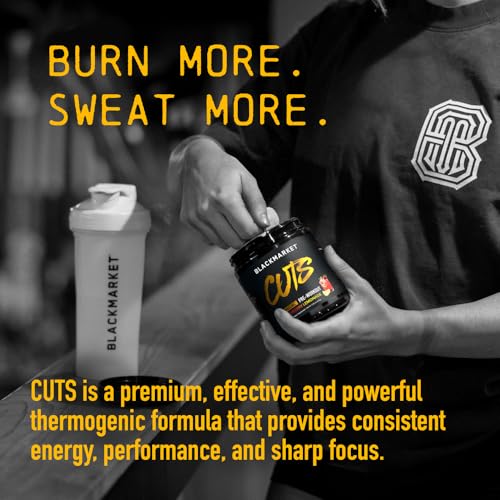 Image of BLACKMARKET CUTS Pre Workout - Flavored Energy Powdered Drink Mix for Men & Women, Great for Muscle Definition, Thermogenic, Creatine Free, (Strawberry Lemonade, 30 Servings)