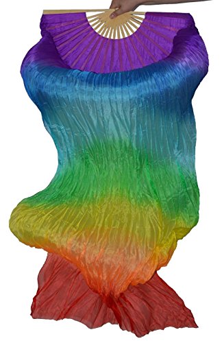 Tanzbekleidung & Accessories Schleierfächer Tanz Fächer Fächerschleier Seidenfächer Flügel Bauchtanz 1 Paar Bunt 3 Cover
