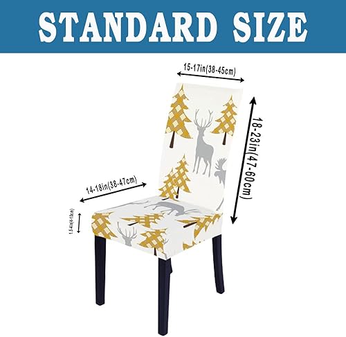 Miniatura 6 de Fundas para sillas de comedor navideñas, 6 piezas, elásticas estampadas, fundas de asiento para decoración de vacaciones, fiestas, cocina, comedor