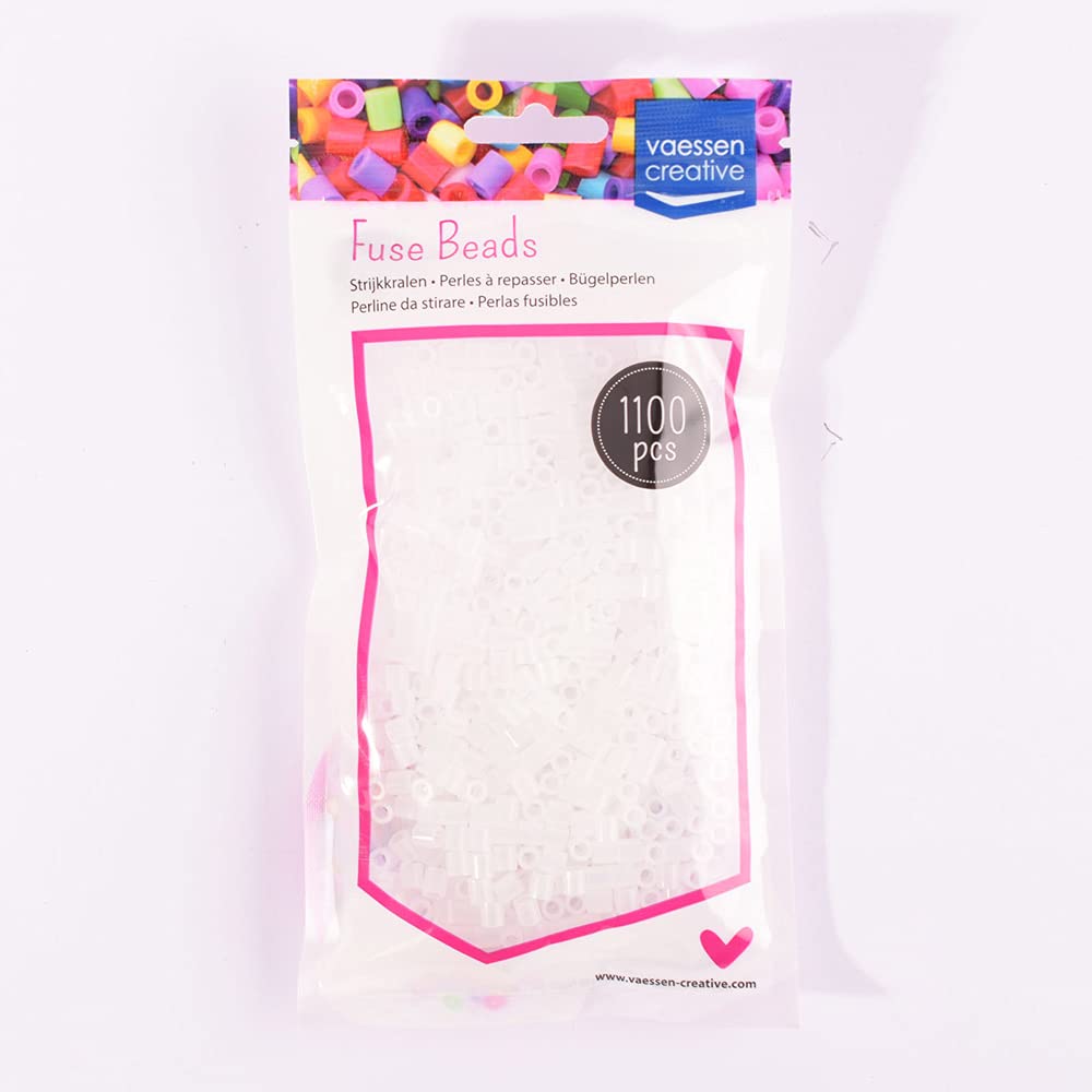 Vaessen Creative Iron-On Beads, Translucent White, Pack of 1100 for Children's, DIY Design, Jewellery, Decoration, Embellishments and Other Craft Ideas, Standard Size