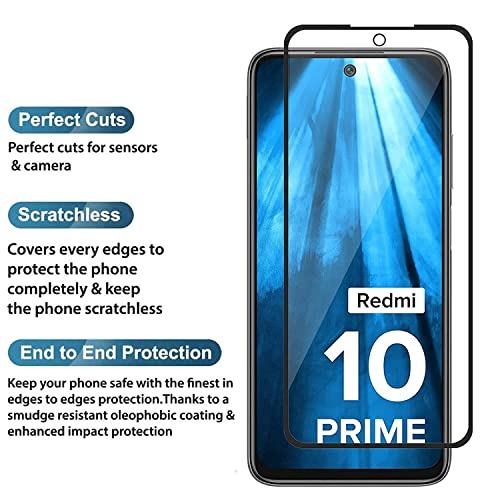 Image of 100FIT Tempered Glass Screen Protector Compatible for Redmi 10 Prime /Redmi Note 10T / Poco M3 pro 5Gwith Edge to Edge coverage and Easy Installation kit