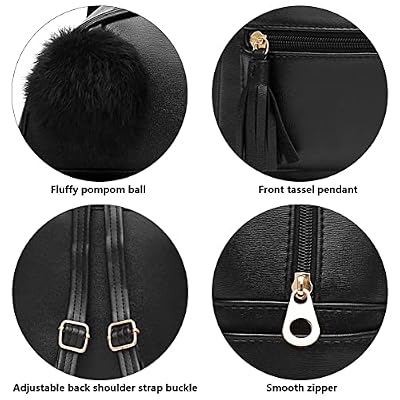 Mini Backpack Purse PU Leather Pom Tassel Adjustable Strap Women Teens Amazon.com: IHAYNER Mini Backpack Purse for Girls Teens  main image 2