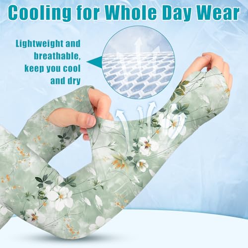 Image of Bebila Gardening Sleeves for Women Farm UV Sun Protection Anti-Scratch Cooling Sleeves with Thumb Hole Arms Cover Outdoors