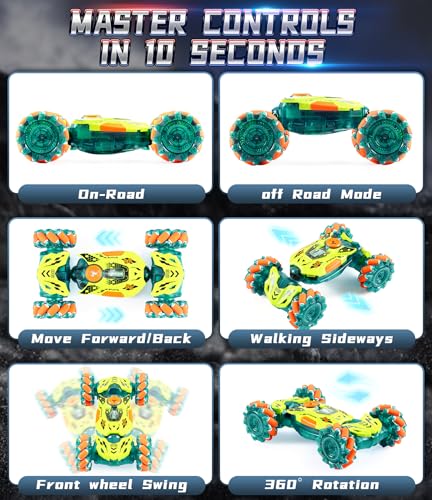 Image of A ALPHA Gesture Remote Control Car, RC Stunt Car with 360 Flips 2.4GHz 4WD Remote Control Toy with Lights Music Birthday Xmas Gift for Boys 5 6 7 8-12 Year Old
