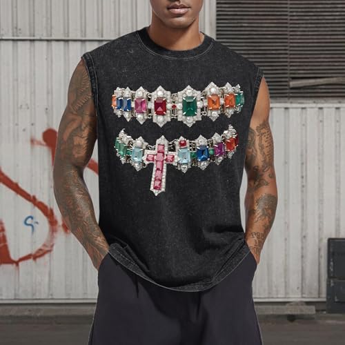 Mens Vintage Graphic Tank Y2k Hip Hop Sleeveless Shirts for Men Acid Wash Retro Distressed Streetwear Vest Tops2