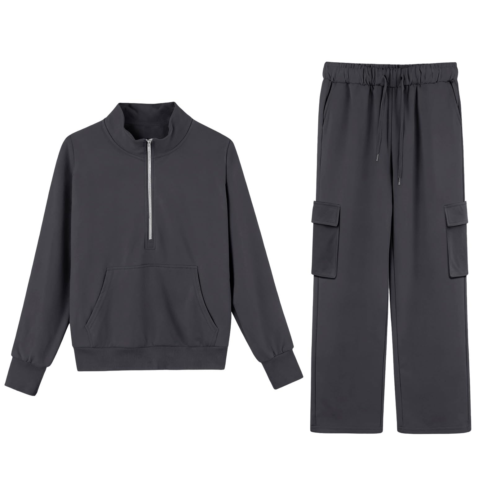 Atuendo Mujer Sportiva Cintura del Imperio Invierno 2 Piezas Manga Larga Moda Adaptar Fresco Color Sólido