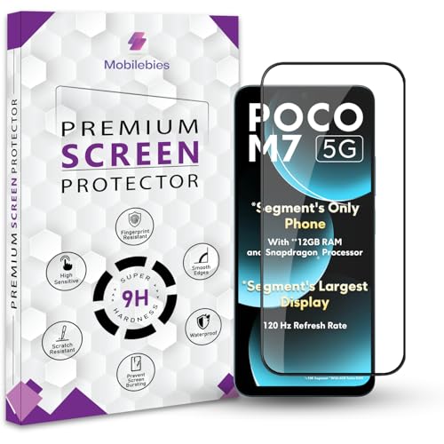 Image of Premium Tempered Glass Screen Protector Guard For Poco M7 5G (6.88 Inch, Pack of 1) | Edge to Edge Coverage With Easy to installation kit