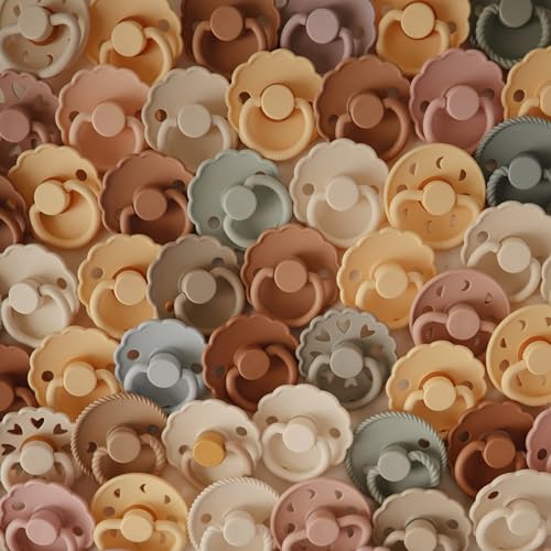Image of FRIGG Natural Rubber Baby Pacifier 6-Pack Cinnamon Charm | Made in Denmark | BPA-Free (6-18 Months)