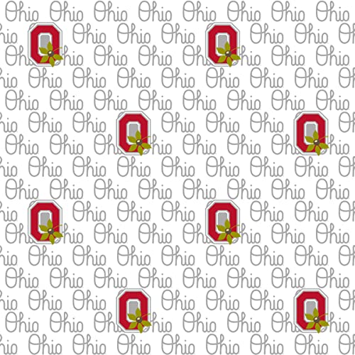 Premium Ohio State Buckeyes Cotton Fabric – Officially Licensed Sykel Design in Bold White Block Letters
