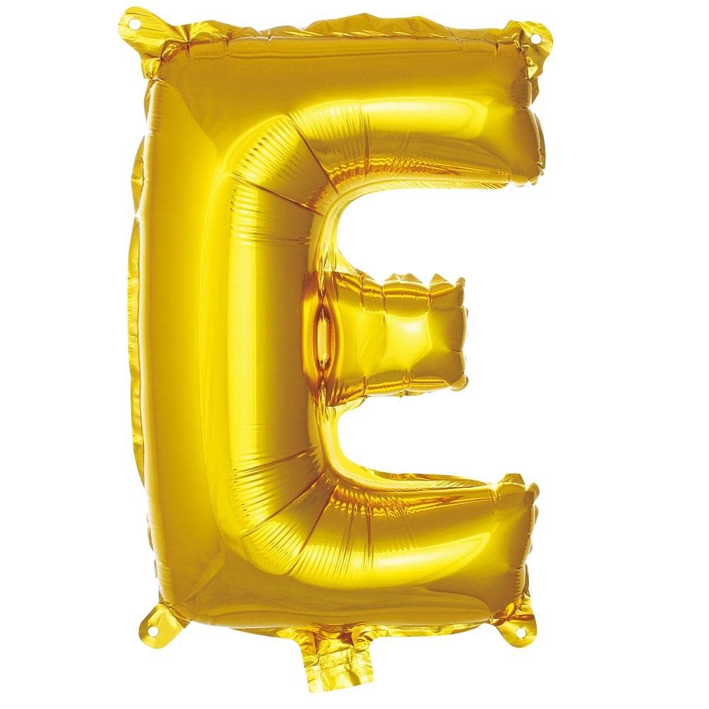 PARTİ VİTRİNİ E Harfi 16 İnç Gold Renk Folyo Balon 36 CM (Altın)