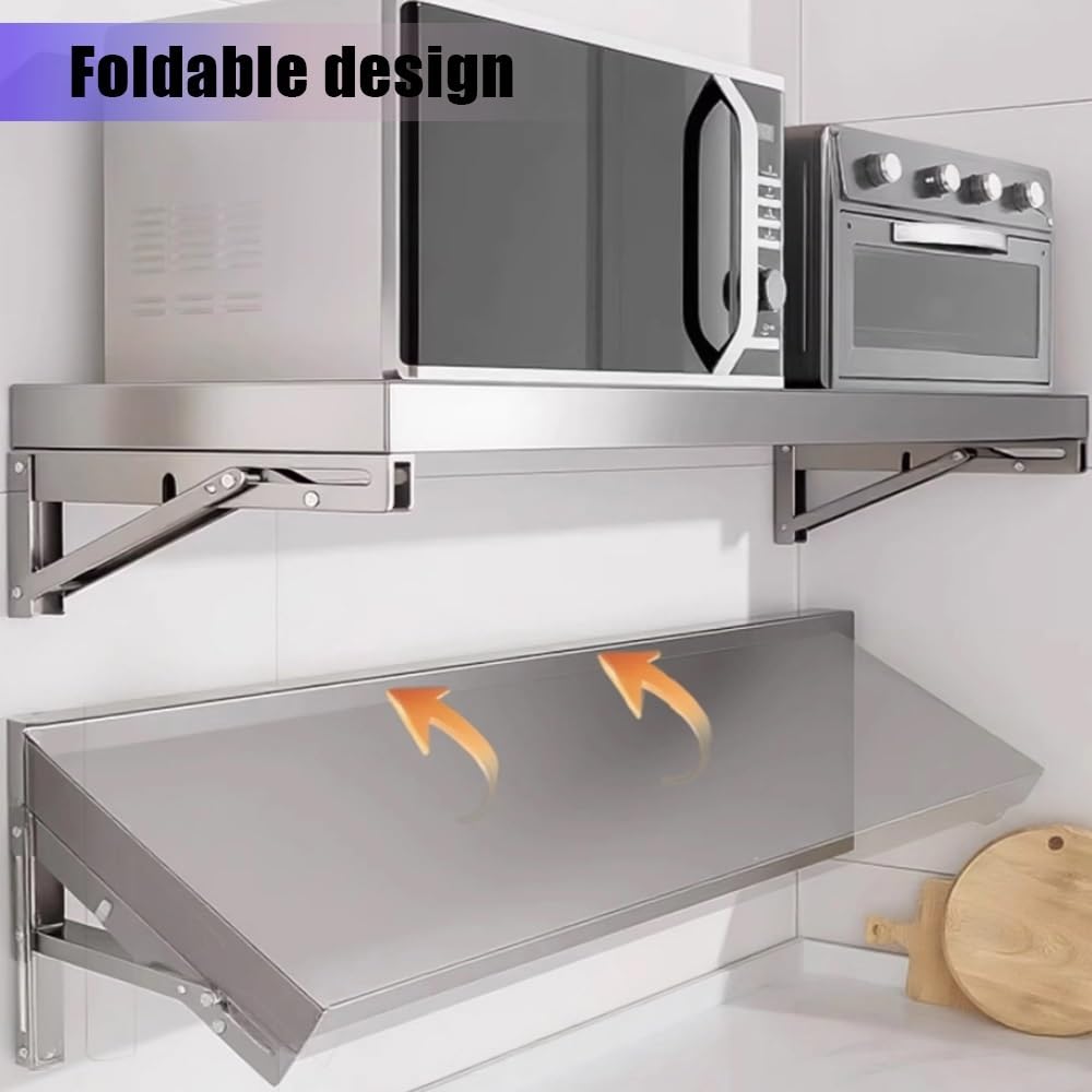 Mensola pieghevole in acciaio inox – Tavolo da portata a discesa per cibo camion rimorchi e cucina – versatile 90 x 35 cm/36 x 14 pollici portatile per la preparazione degli alimenti