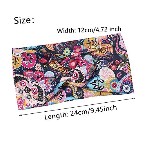 3 Pcs Non Slip Women Headbands With Buttons Silk Boho Extra Wide Floral Headband Stretch Knotted Headbands For Nurses Girls Yoga Sports Outdoor Activities #TOP1