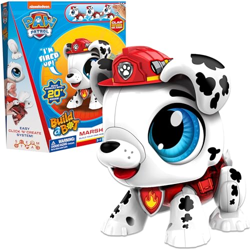 Goliath, Build a BOT, Paw Patrol, Marshall, Construye tu Propia Mascota interactiva, Kit de Robot Stem de más de 20 Piezas para niños, para Mayores de 4 años, Idioma en Inglés