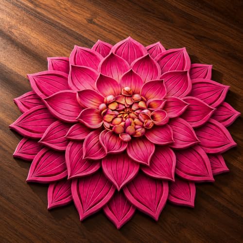 Image of 3D Floral Door Mat | Water Absorbent, Anti-Skid, Machine Washable Floor Mat | Soft Microfiber Carpet for Home, Living Room & Bedroom | Premium Decorative Mat (Full Pink, Lotus)