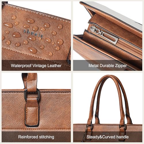 Image of Shrrie 15.6 inches Laptop Bag for Women,Water-Resistant Work Bag Laptop Tote Bag,Briefcase with Satchel Purse