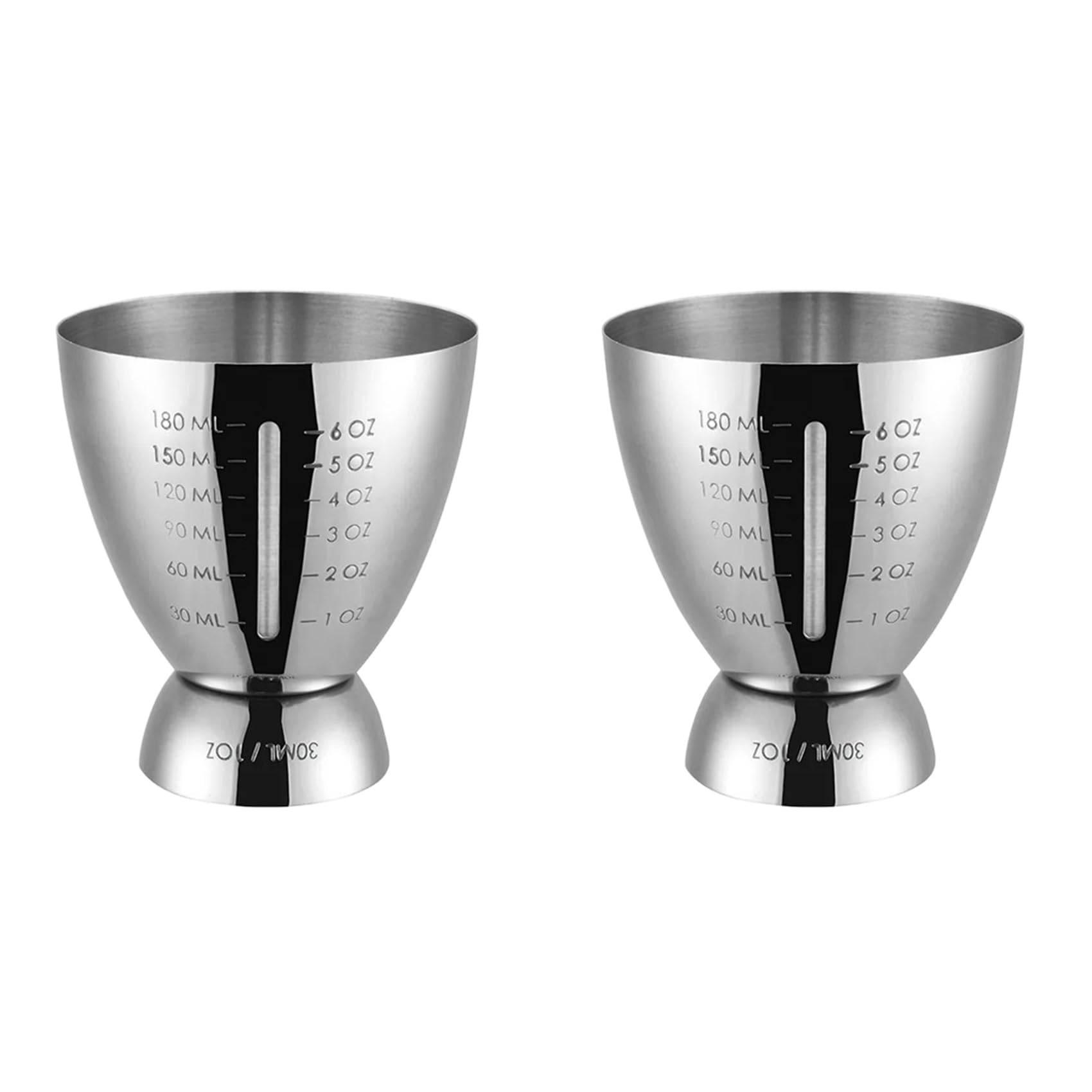 Vjsujehgy 2X Bar Cocktail Jigger Measured Double 1-6 Oz Measuring Jiggers, Stainless Steel Tools Cup Shaker
