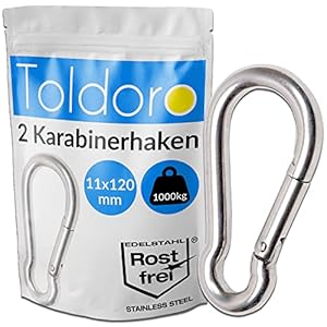 Toldoro 2X Edelstahl Karabinerhaken 11x120mm