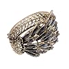 Alilang Womens Antique Golden Tone Peacock Bracelet Bangle With Turquoise Blue Gems