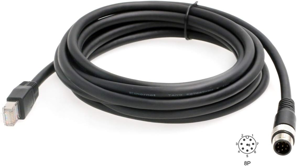 HangTon ConnectIndustrial Ethernet M12 8 Pin A-Code RJ45 Cat6 Shielded Cable for Cognex Camera Automation Application Fieldbus