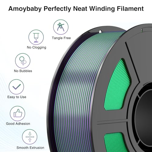 Image of Silk PLA 3D Printer Filament, Silk Dual Color Purple Green PLA Filament 1.75+ /-0.03mm, Shiny Coextrusion PLA Filament, Color Change 3D Printing Filament 1KG /2.2lb
