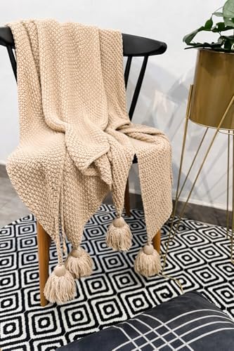 Image of Super Soft & Breathable Throw - Classy Throw Suitable for Home Couch Sofa Bed Decor /Skin Friendly /All Season Throws (Color-Beige)