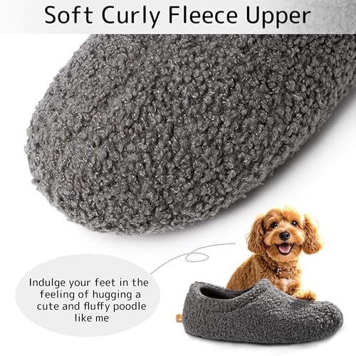 Fuzzy Curly Slippers for Women, Memory Foam Non-Slip House Shoes for Indoor and Outdoor, Cozy Lightweight Loafer with Polar Fleece Lining3