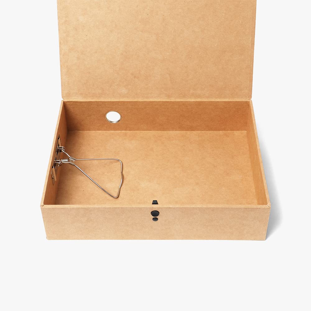 Paperchase Kraft Box File, Button Press Closure, Interior Lock Spring