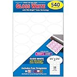 Pack of 540 Permanent Print-to-The-Edge Oval Labels, Laser/Inkjet, 1.5 x 2.5-Inches, Glossy White.