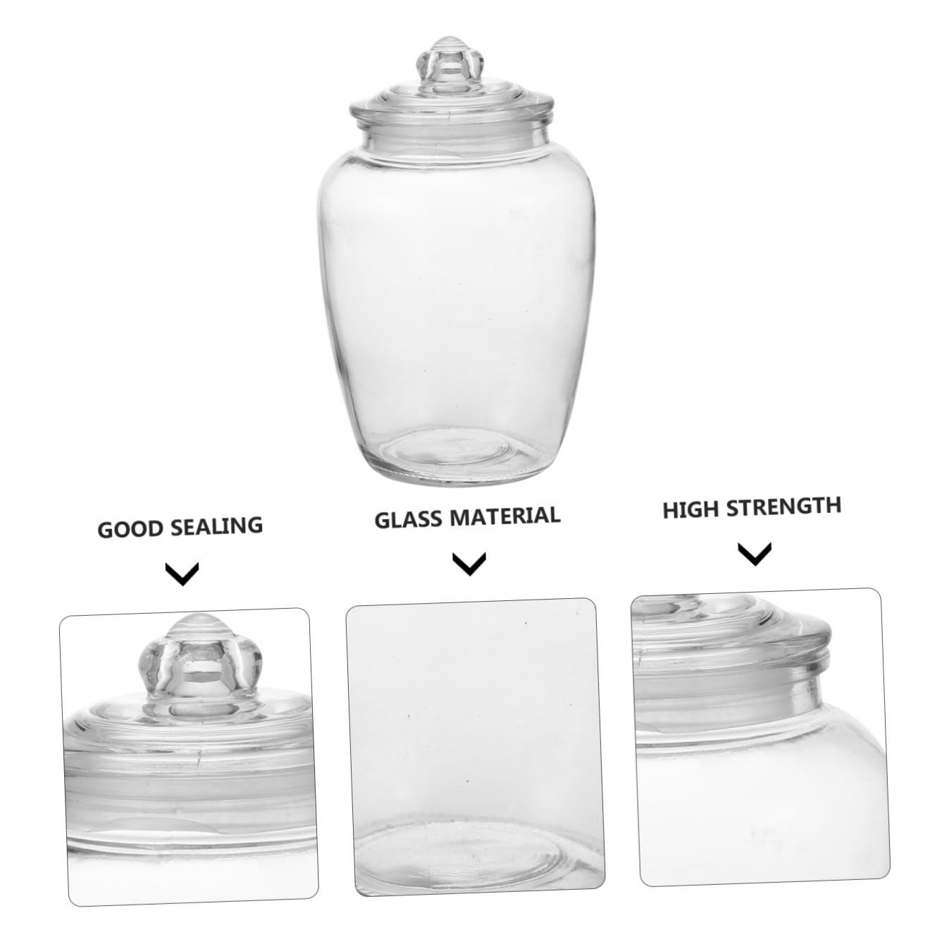 Tarro de Cristal Transparente de 2200ml Buena Hermeticidad y Cuerpo de Vidrio, Recipiente Adecuado para Almacenar Alimentos Encurtidos en Cocina