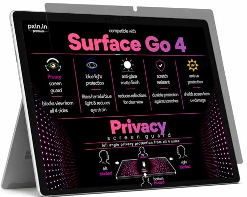 Image of Pxin 360 Pro Privacy Screen guard compatible with Surface Go 4 | Anti Glare | Anti UV | Anti Blue | Anti Reflection | Privacy Filter | Unbreakable Build