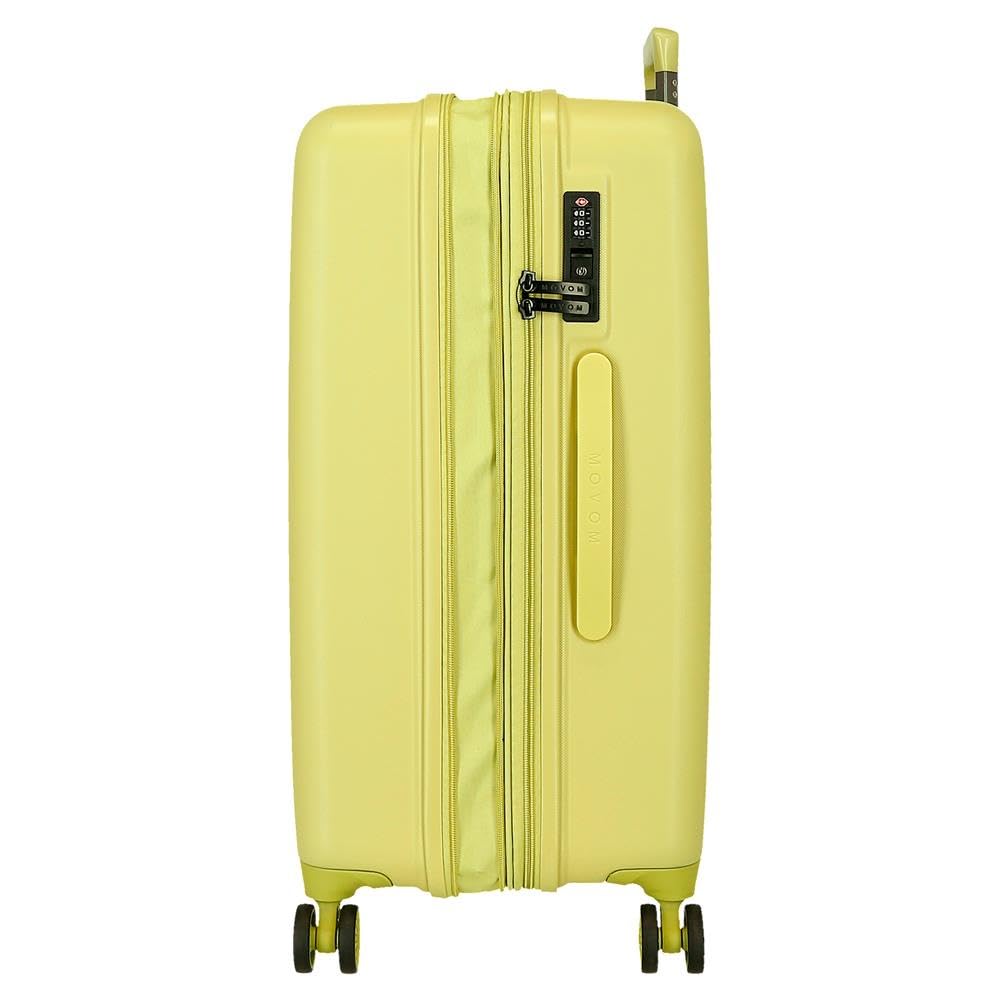MOVOM Wood, Maleta de Cabina, Equipaje, Interior con Dos Compartimentos, Fabricada en ABS Material Resistente y Ligero, 4 Ruedas giratoriasCierre de combinación Lateral, De Joumma Bags