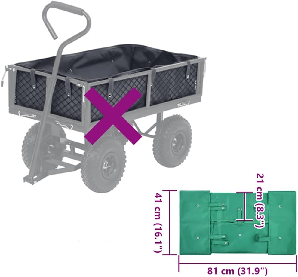 vidaXL Garden Cart Liner - Heavy Duty 600D Polyester Fabric - Durable and Weather - Suitable for Landscaping and Gardening - Green