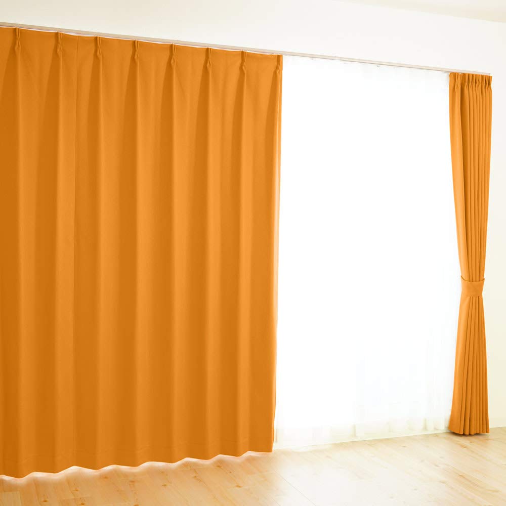 【値下げ】1級遮光カーテン 日本製 100cm*170cm オレンジ 2枚 日本製 サイズが選べる 1級遮光カーテン 幅100cm（2枚入り