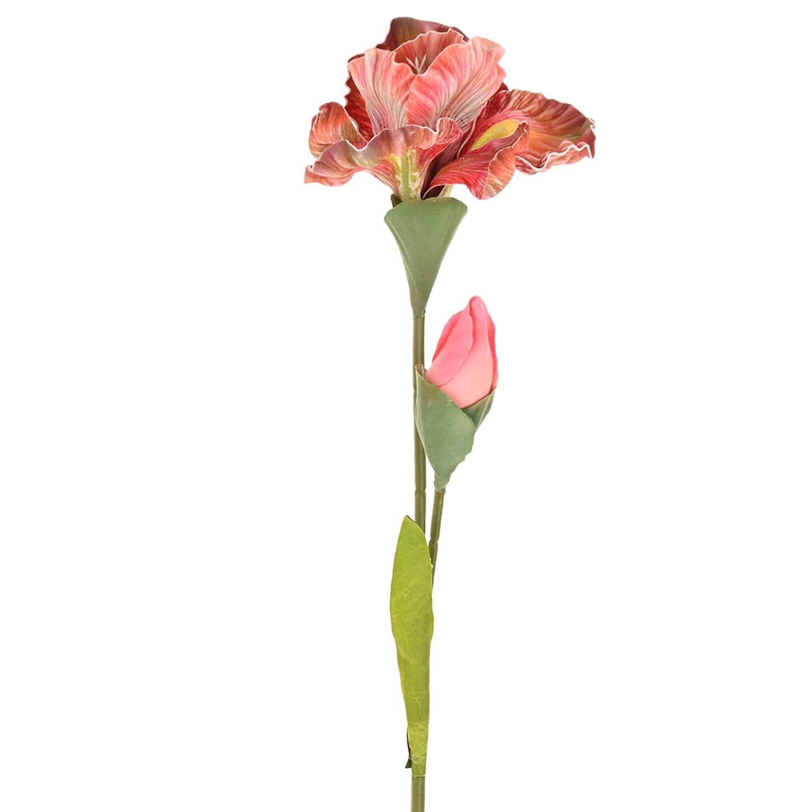 M METERXITY 1-Pack Orange Artificial Iris Flowers with Flower Bud,17.7 Inch Faux Iris PU Bouquets Real Touch Faux Flowers for Home/Wedding/Christmas/Party