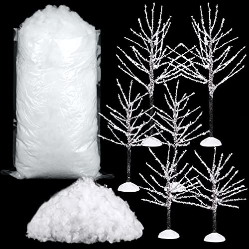 MCEAST 15.8 Oz Christmas Fake Snow Decor and Christmas Decor Trees Christmas Fake Snow Indoor for Christmas Village Display