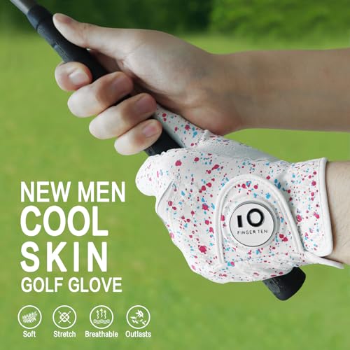 FINGER TEN Golf Gloves Men Left Hand for Right Handed Golfer Resistant Grip Weathersof Value 2 Pack - Image 3