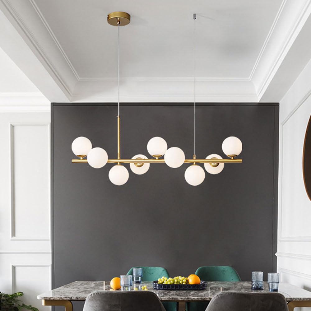 Lampe suspendue G9 lustre globe en verre éclairage 3000-6000K suspension réglable 100cm