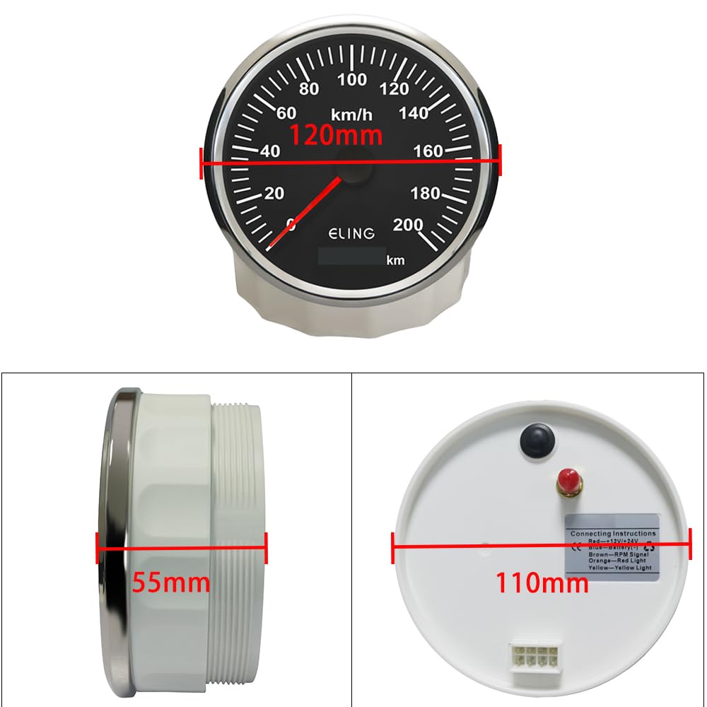 ELING 110 MM GPS-snelheidsmeter 0-200 km/u snelheidsmeter met totale