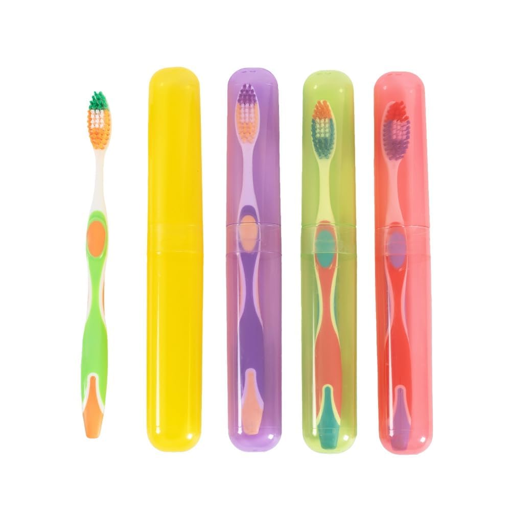 Ozette Supreme Toothbrush with Special Filaments in Anti-Bacterial Cover Container Pack of 4, Oral Hygiene Care, Travel, Bathroom, Home Use, Soft Medium Bristles, Storage Holder, Multicolour, Made in India (B089KQDYG4) Amazon Price History, Amazon Price Tracker