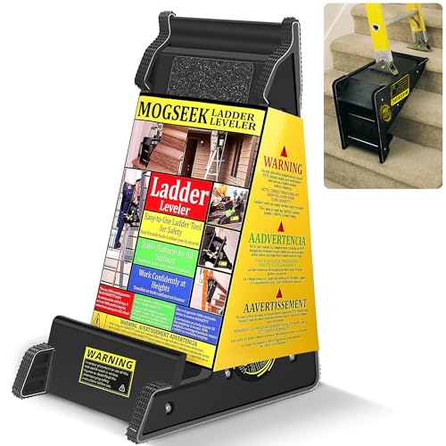 Stable Platform Ladder Leveler - Ladder Levelers for Extension Ladders with Storage for Uneven Surfaces (Regular Black)