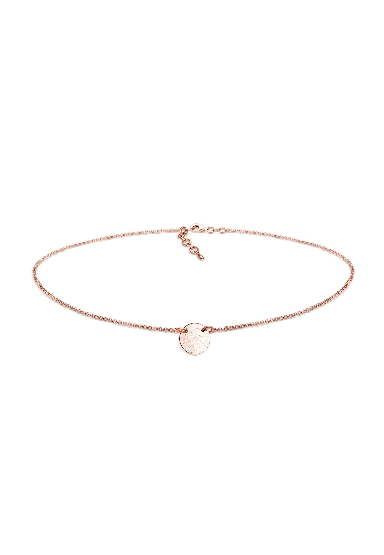 Elli Women's 925 Silver, Rose Gold Plated Choker Frosted Platelet Circle Geo Necklace